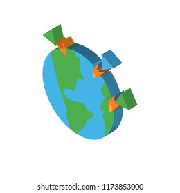 Earth isometric left top view 3D icon