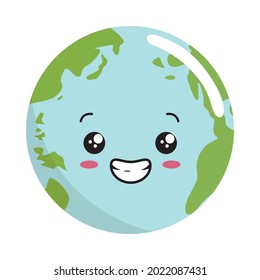 
Earth Kawaii Cartoon World Globe Character Illustrations