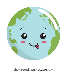 Earth Kawaii Cartoon World Globe Character Illustrations