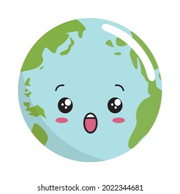 Earth Kawaii Cartoon World Globe Character Illustrations