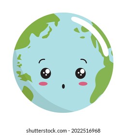 Earth Kawaii Gasp Cartoon World Globe Character Illustrations