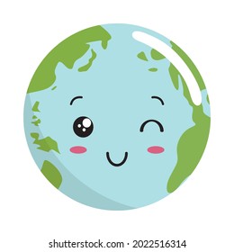 Earth Kawaii Wink Cartoon World Globe Stock Vector (Royalty Free ...