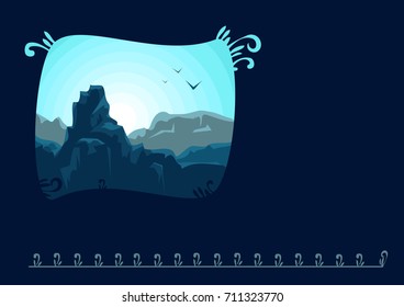 Earth - Landscape card. Background with mountains and place for text. Collection Save Earth