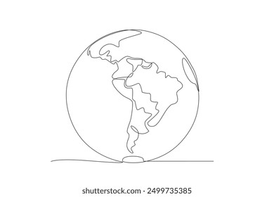 Earth with latin america map. Latin america concept one-line drawing