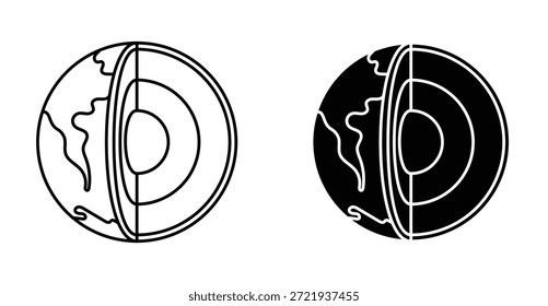 Icono de capas de tierra. Línea con trazo editable y plano para el Web