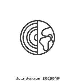 Earth layers line icon. linear style sign for mobile concept and web design. Earth core structure outline vector icon. Geology science symbol, logo illustration. Vector graphics