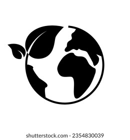 Earth and leaf black icon