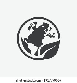 Earth And Leaf Eco Flat Design Icon