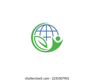 Earth, Leaf And Human Life Combination Unique Logo Design Symbol Vector.