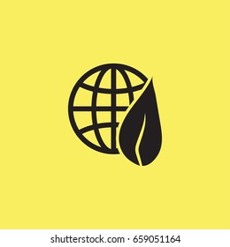 earth and leaf icon, can be used for web and mobile design