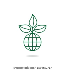 Earth and leaf icon design. Ecology symbol isolated. Vector illustration