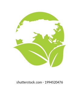 Earth and leaf icon logo design