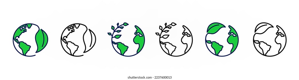 Earth with leaf icon over white background illustration, eco concept sign