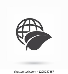 earth and leaf icon. Vector  Eps 10 