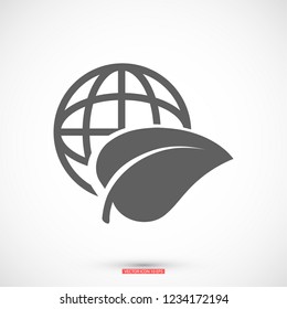 earth and leaf icon. Vector  Eps 10 