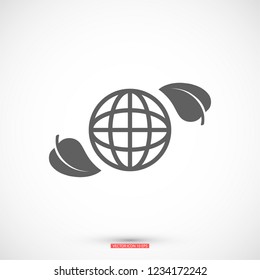 earth and leaf icon. Vector  Eps 10 