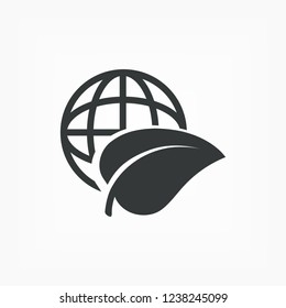 earth and leaf icon. Vector  Eps 10 
