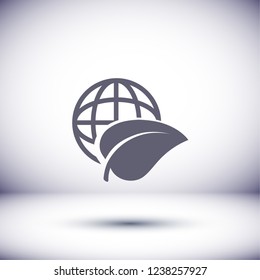 earth and leaf icon. Vector  Eps 10 