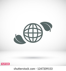 earth and leaf icon. Vector  Eps 10 