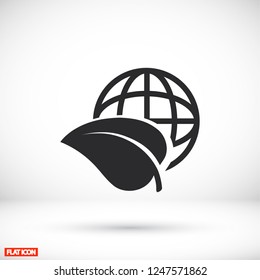 earth and leaf icon. Vector  Eps 10 