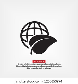 earth and leaf icon. Vector  Eps 10 