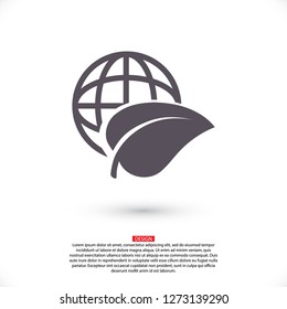earth and leaf icon. Vector  Eps 10 