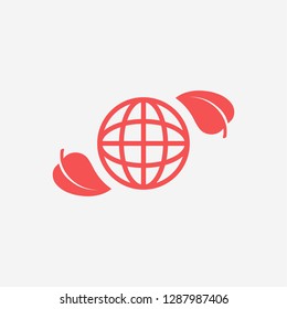 earth and leaf icon. Vector  Eps 10 