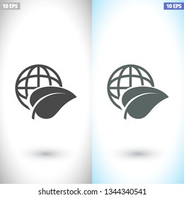 earth and leaf icon. Vector  Eps 10 