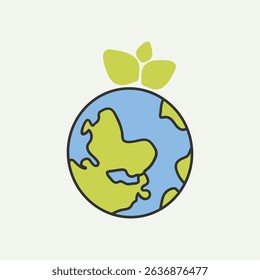 Earth with Leaf on top Illustration, Environment day design