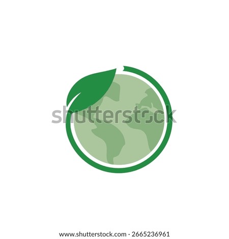 Earth with Leaf Symbolizing Ecology and Environmental Conservation