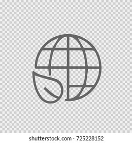 Earth with leaf vector icon eps 10. Eco globe simple isolated illustration.