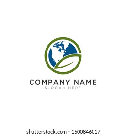 Earth and leaves abstract Logo Template Design Vector, Emblem, Design Concept, Creative Symbol, Icon