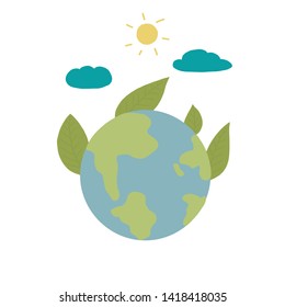 earth and leaves, clouds and sun