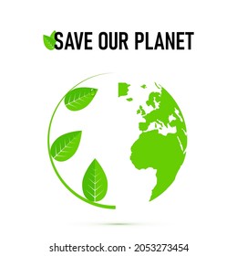 Earth and leaves, environmental concept vector illustration