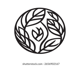 Erde mit Blättern Symbol in Eco Vector Design