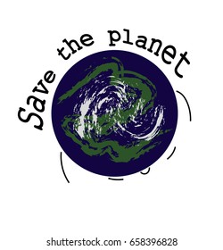 Earth. Let's save the planet. Ecology. Vector. A poster with an appeal. 