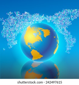 earth letters with globe map