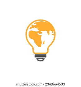 EARTH AND LIGHTBULB LOGO ICON, SMART WORLD CONCEPT