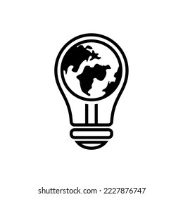 Earth with lightbulb vector icon. world energy icon