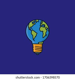 Earth in a lightbulb vector illustration for Earth Day on April 22nd. Creative environmental conservation symbol.