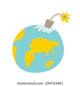 earth like dynamite icon, cartoon doodle style vector illustration art.