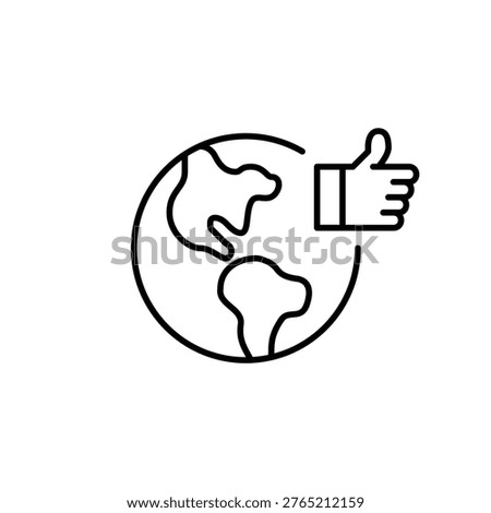 Earth and like. Global recognition, international positive feedback. Pixel perfect, editable stroke vector icon