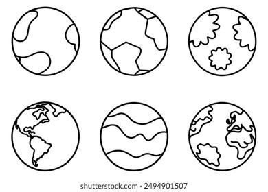 Earth line art minimalist planet illustration