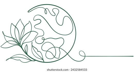 Earth line art style vector illustration, Earth day hand drawn line art style vector