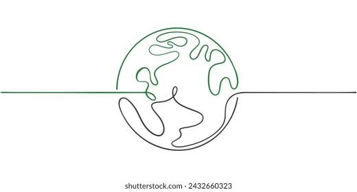 Earth line art style vector illustration, Earth day hand drawn line art style vector