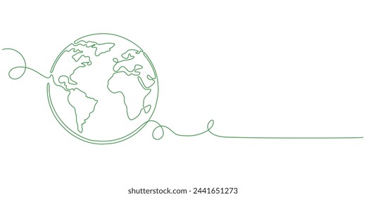 Earth line art style vector illustration, Earth day line art illustration, environment day line art vector illustration	