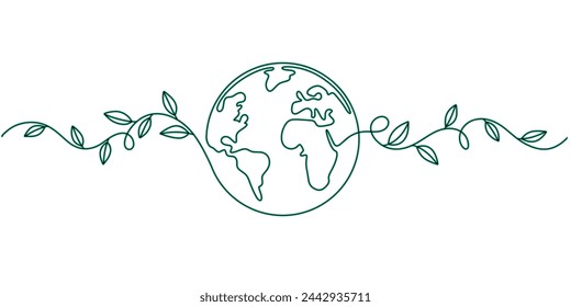 Ilustración de vector de estilo de línea de tierra, ilustración de arte de línea de día de tierra, ilustración de vector de arte de línea de día de medio ambiente