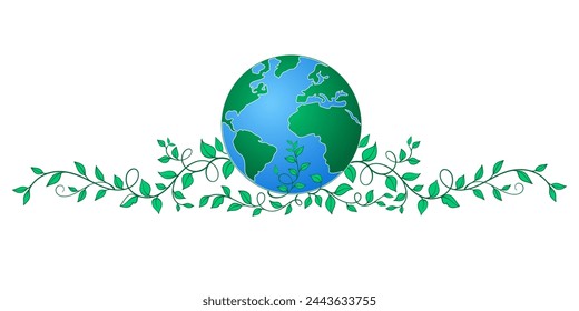Earth line art style vector illustration, Earth day line art illustration, environment day line art vector illustration