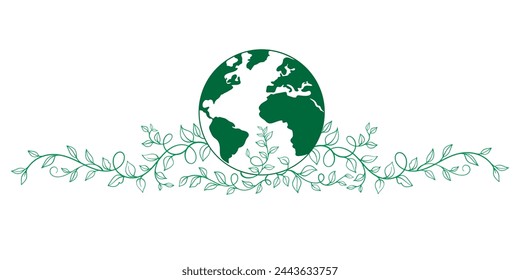 Earth line art style vector illustration, Earth day line art illustration, environment day line art vector illustration
