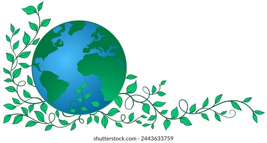 Ilustración de vector de estilo de línea de tierra, ilustración de arte de línea de día de tierra, ilustración de vector de arte de línea de día de medio ambiente